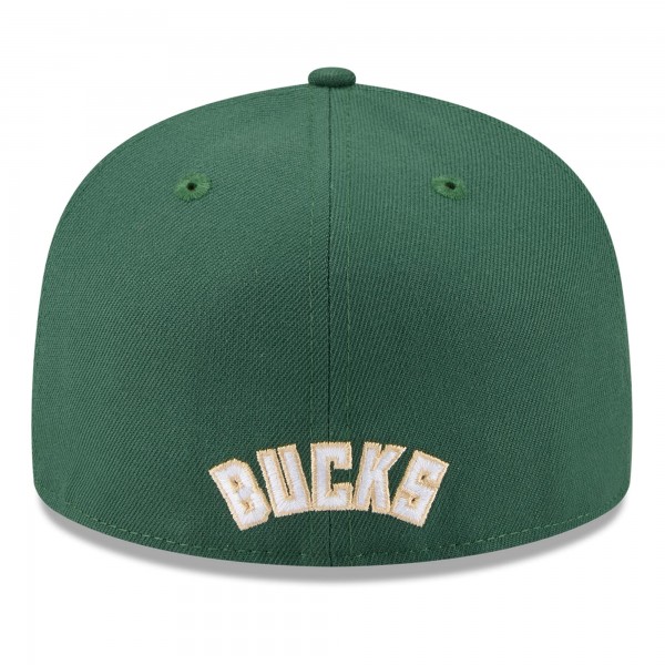 Бейсболка Milwaukee Bucks New Era White/Hunter Green 2025 NBA Tip Off Split Panel 59FIFTY
