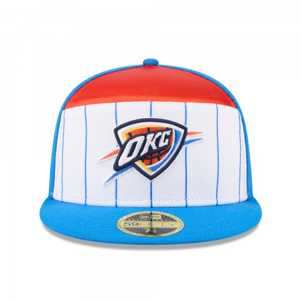 Бейсболка Oklahoma City Thunder New Era White/Blue 2025 NBA Tip Off Split Panel 59FIFTY