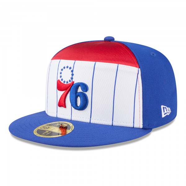 Бейсболка Philadelphia 76ers New Era White/Royal 2025 NBA Tip Off Split Panel 59FIFTY