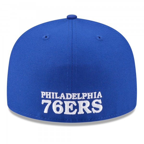 Бейсболка Philadelphia 76ers New Era White/Royal 2025 NBA Tip Off Split Panel 59FIFTY