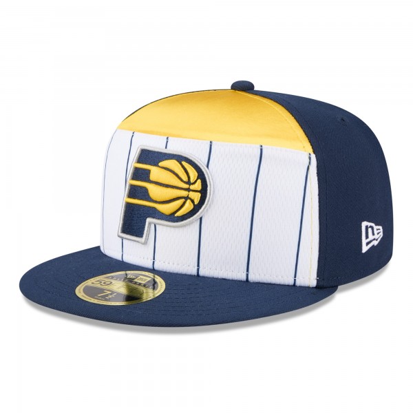 Бейсболка Indiana Pacers New Era White/Navy 2025 NBA Tip Off Split Panel 59FIFTY