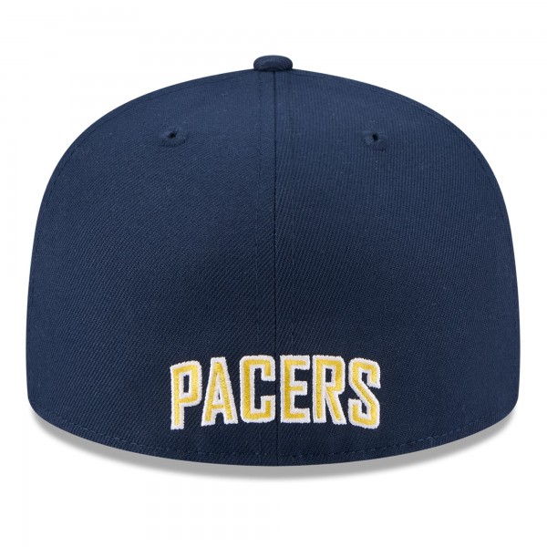 Бейсболка Indiana Pacers New Era White/Navy 2025 NBA Tip Off Split Panel 59FIFTY