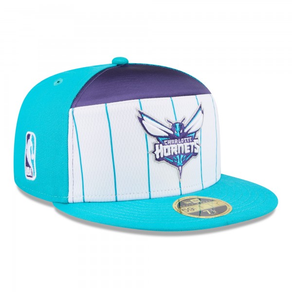 Бейсболка Charlotte Hornets New Era White/Teal 2025 NBA Tip Off Split Panel 59FIFTY