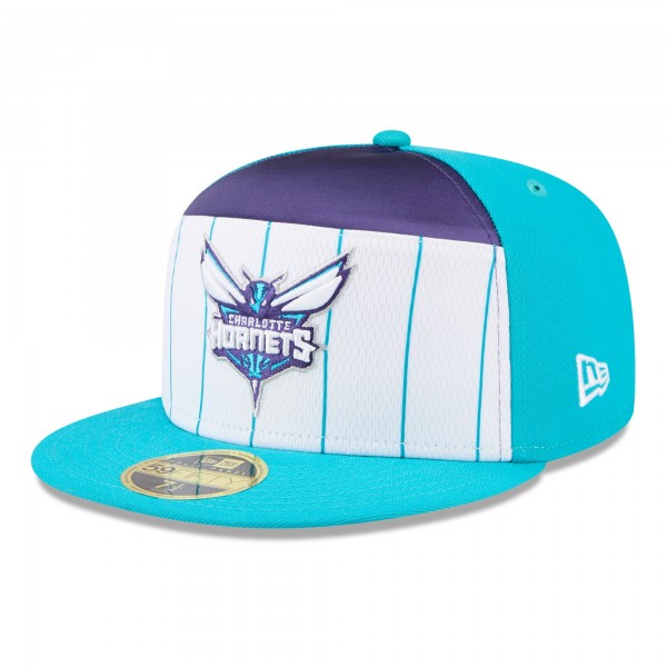 Бейсболка Charlotte Hornets New Era White/Teal 2025 NBA Tip Off Split Panel 59FIFTY