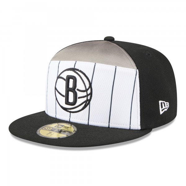 Бейсболка Brooklyn Nets New Era White/Black 2025 NBA Tip Off Split Panel 59FIFTY