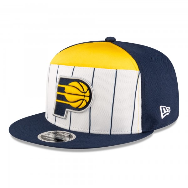 Бейсболка Indiana Pacers New Era White/Navy 2025 NBA Tip Off Split Panel 9FIFTY Snapback
