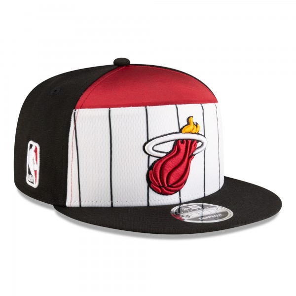 Бейсболка Miami Heat New Era White/Black 2025 NBA Tip Off Split Panel 9FIFTY Snapback
