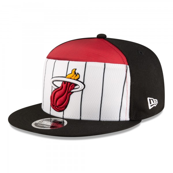 Бейсболка Miami Heat New Era White/Black 2025 NBA Tip Off Split Panel 9FIFTY Snapback