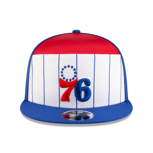 Бейсболка Philadelphia 76ers New Era White/Blue 2025 NBA Tip Off Split Panel 9FIFTY Snapback