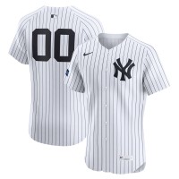 New York Yankees Nike White Home Elite Sponsor Patch Custom Jersey