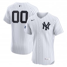 New York Yankees Nike White Home Elite Sponsor Patch Custom Jersey