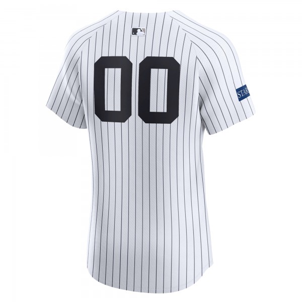 New York Yankees Nike White Home Elite Sponsor Patch Custom Jersey