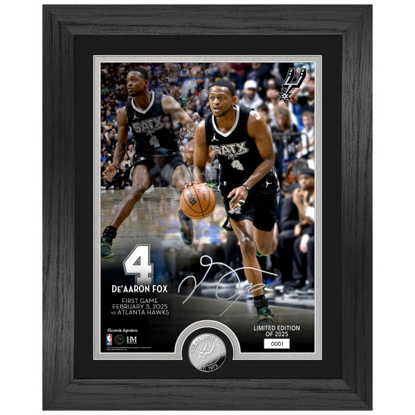 Монета San Antonio Spurs De'Aaron Fox Highland Mint First Game 13 x 16 Silver