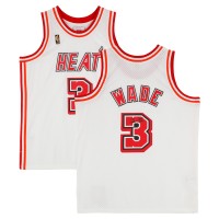Игровая джерси Dwyane Wade Miami Heat Autographed Fanatics Authentic Mitchell & Ness 2007-08 Classic White Swingman