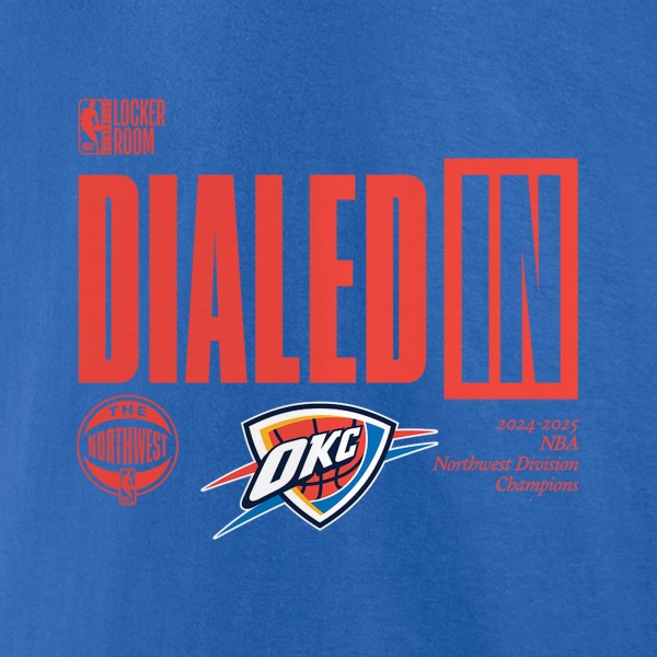 Футболка Oklahoma City Thunder Blue 2025 Northwest Division Champions Locker Room