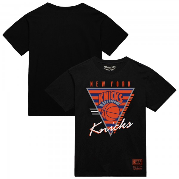New York Knicks Mitchell & Ness Black Worldwide Collection Tri-Logo T-Shirt