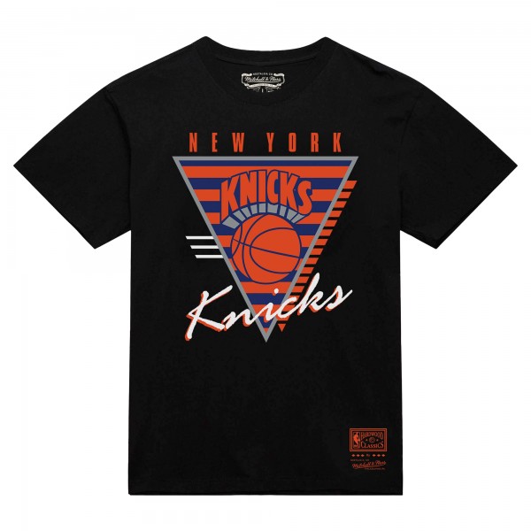 New York Knicks Mitchell & Ness Black Worldwide Collection Tri-Logo T-Shirt