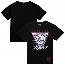 Philadelphia 76ers Mitchell & Ness Black Worldwide Collection Tri-Logo T-Shirt
