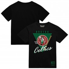 Boston Celtics Mitchell & Ness Black Worldwide Collection Tri-Logo T-Shirt