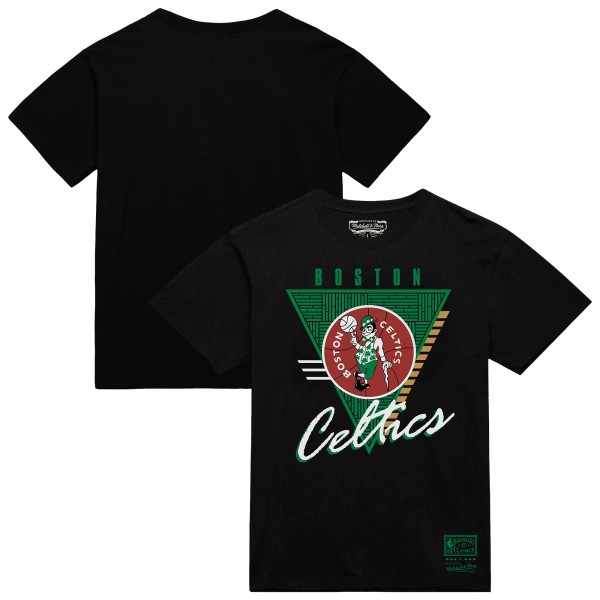 Boston Celtics Mitchell & Ness Black Worldwide Collection Tri-Logo T-Shirt