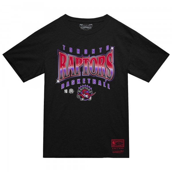 Toronto Raptors Mitchell & Ness Black Worldwide Collection Glow Up T-Shirt