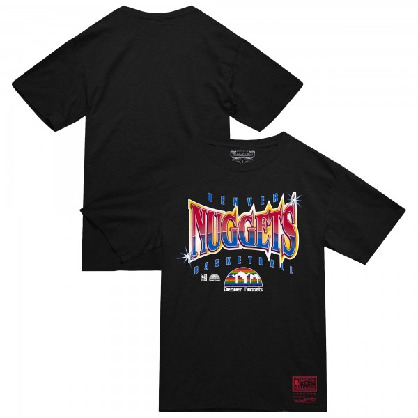 Denver Nuggets Mitchell & Ness Black Worldwide Collection Glow Up T-Shirt