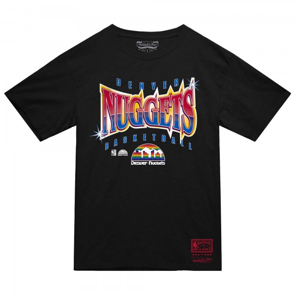 Denver Nuggets Mitchell & Ness Black Worldwide Collection Glow Up T-Shirt