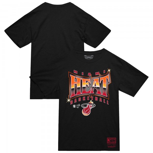 Miami Heat Mitchell & Ness Black Worldwide Collection Glow Up T-Shirt