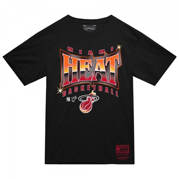 Miami Heat Mitchell & Ness Black Worldwide Collection Glow Up T-Shirt