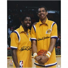Magic Johnson & Kareem Abdul-Jabbar Los Angeles Lakers Autographed Fanatics Authentic 16 x 20 Warm-ups Photograph