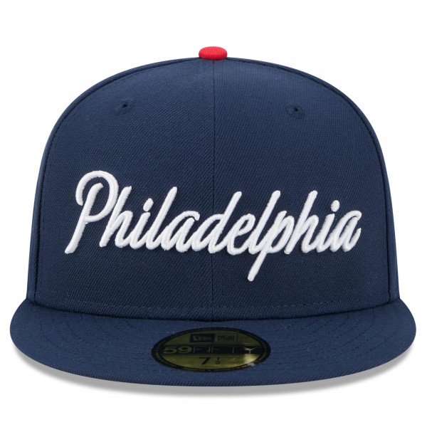 Бейсболка Philadelphia 76ers New Era 2025/26 City Edition 59FIFTY - Navy