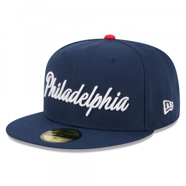 Бейсболка Philadelphia 76ers New Era 2025/26 City Edition 59FIFTY - Navy