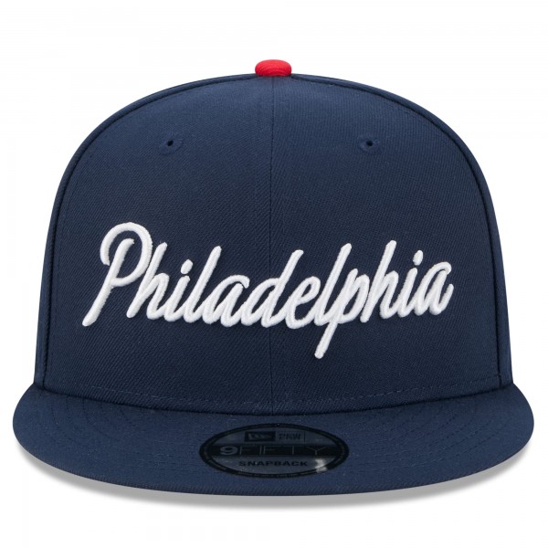 Бейсболка Philadelphia 76ers New Era 2025/26 City Edition 9FIFTY Snapback - Navy