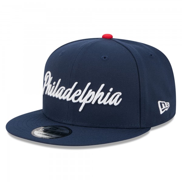 Бейсболка Philadelphia 76ers New Era 2025/26 City Edition 9FIFTY Snapback - Navy