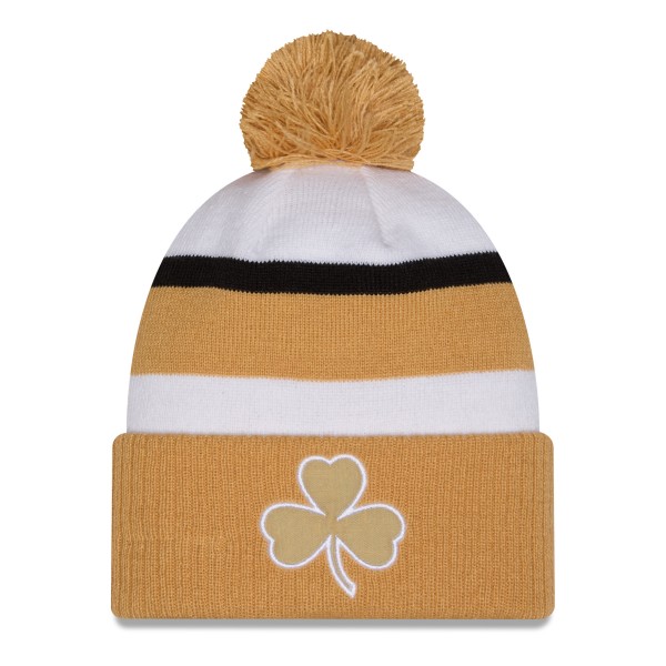 Шапка с помпоном Boston Celtics New Era 2025/26 City Edition - White/Gold