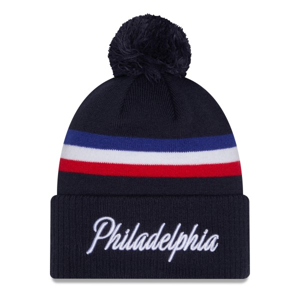 Шапка с помпоном Philadelphia 76ers New Era 2025/26 City Edition - Navy