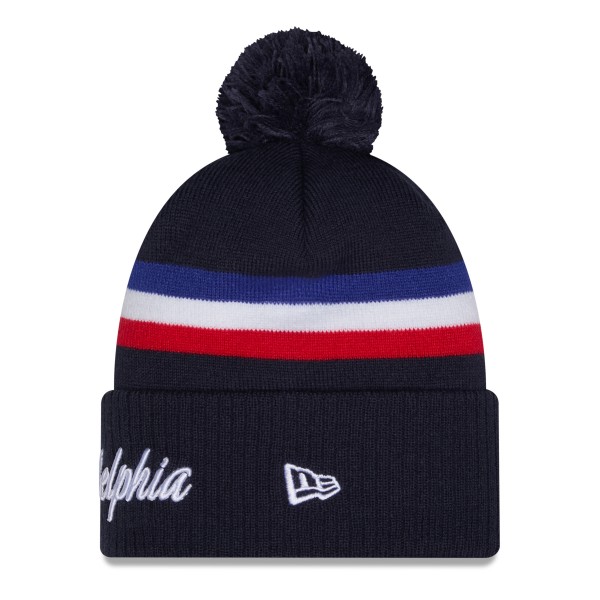 Шапка с помпоном Philadelphia 76ers New Era 2025/26 City Edition - Navy