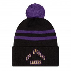 Шапка с помпоном Los Angeles Lakers New Era 2025/26 City Edition - Black/Purple
