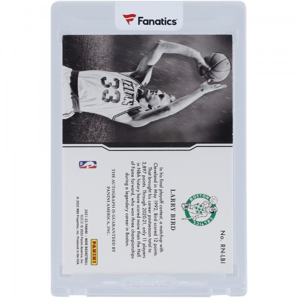 Larry Bird Boston Celtics Autographed 2021-22 Panini Noir Holo Gold Reigning Nights #RN-LBI #2/10 Card