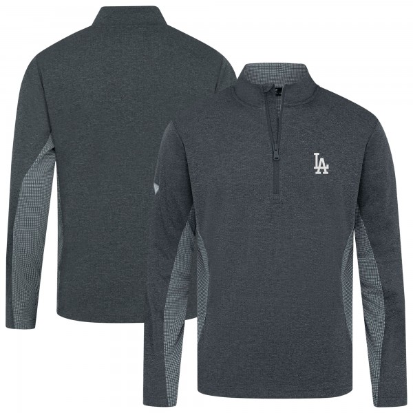 Los Angeles Dodgers Levelwear Heather Black Waffle Insignia 2.0 Quarter-Zip Pullover