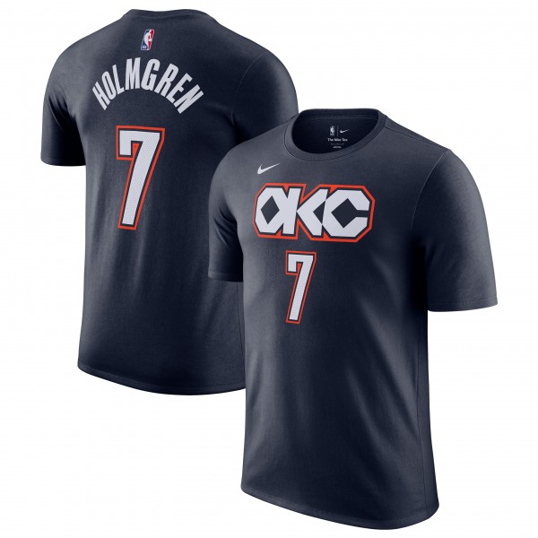 Chet Holmgren Oklahoma City Thunder Nike Unisex 2025/26 City Edition Name & Number T-Shirt - Navy