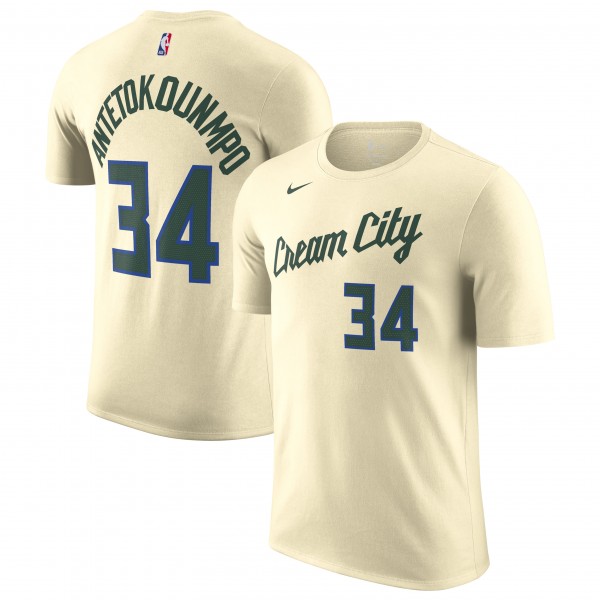 Giannis Antetokounmpo Milwaukee Bucks Nike Unisex 2025/26 City Edition Name & Number T-Shirt - Cream