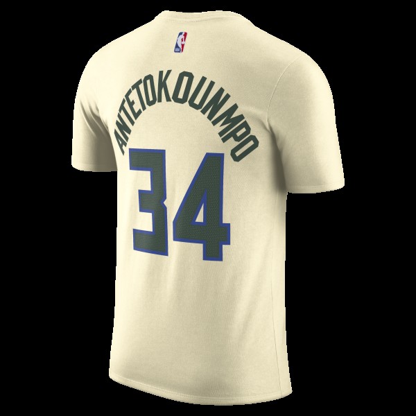 Футболка Giannis Antetokounmpo Milwaukee Bucks Nike Unisex 2025/26 City Edition Name & Number - Cream