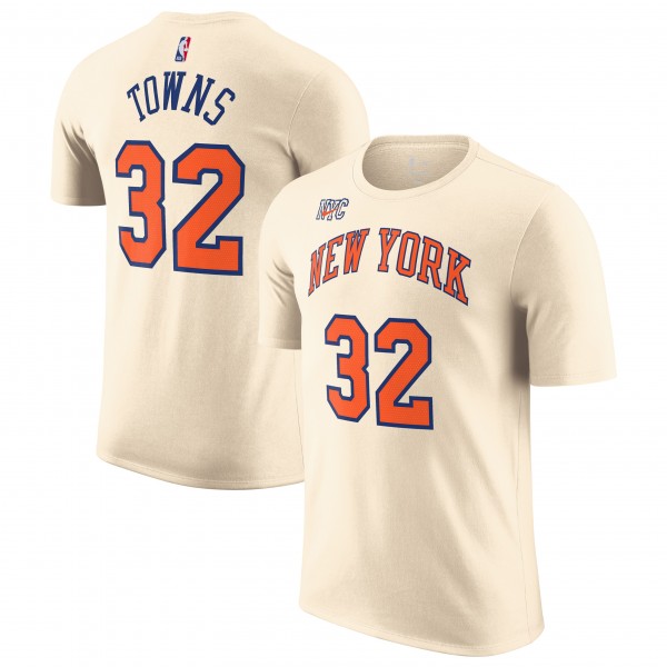Футболка Karl-Anthony Towns New York Knicks Nike Unisex 2025/26 City Edition Name & Number - Cream
