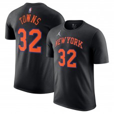 Unisex New York Knicks Karl-Anthony Towns Jordan Brand Black Name & Number T-Shirt - Statement Edition