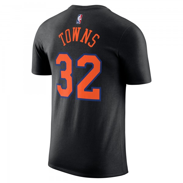 Unisex New York Knicks Karl-Anthony Towns Jordan Brand Black Name & Number T-Shirt - Statement Edition