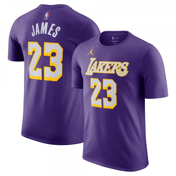 Футболка Unisex Los Angeles Lakers LeBron James Jordan Brand Purple Name & Number - Statement Edition