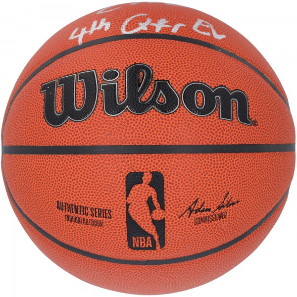 Evan Mobley Cleveland Cavaliers Autographed Fanatics Authentic Wilson Authentic Series Indoor/Outdoor Basketball with 4th Quarter Ev Inscription