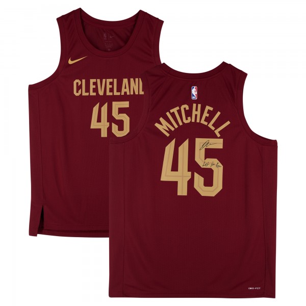 Donovan Mitchell Cleveland Cavaliers Autographed Fanatics Authentic Nike Wine Icon Swingman Jersey with Let Em Know Inscription