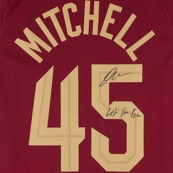 Donovan Mitchell Cleveland Cavaliers Autographed Fanatics Authentic Nike Wine Icon Swingman Jersey with Let Em Know Inscription